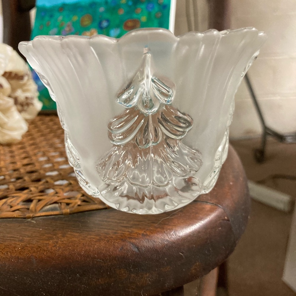 Mikasa Crystal/Glass Votive Holder with Evergreen Trees